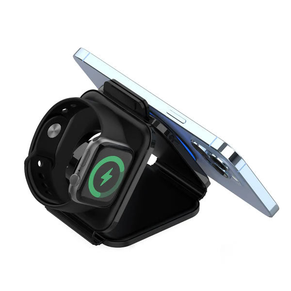 Charger in stand mode with phone and watch