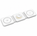3-in-1 foldable magnetic wireless charger in white, unfolded